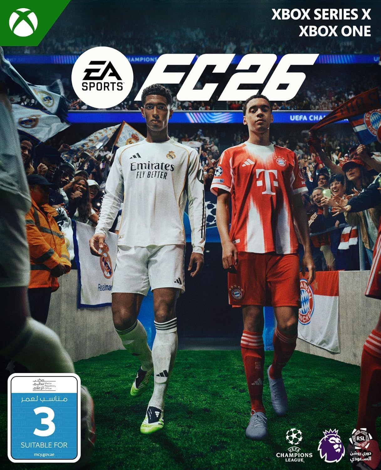 EA SPORTS FC 26 Xbox UAE version retail box — art © EA; removed on request