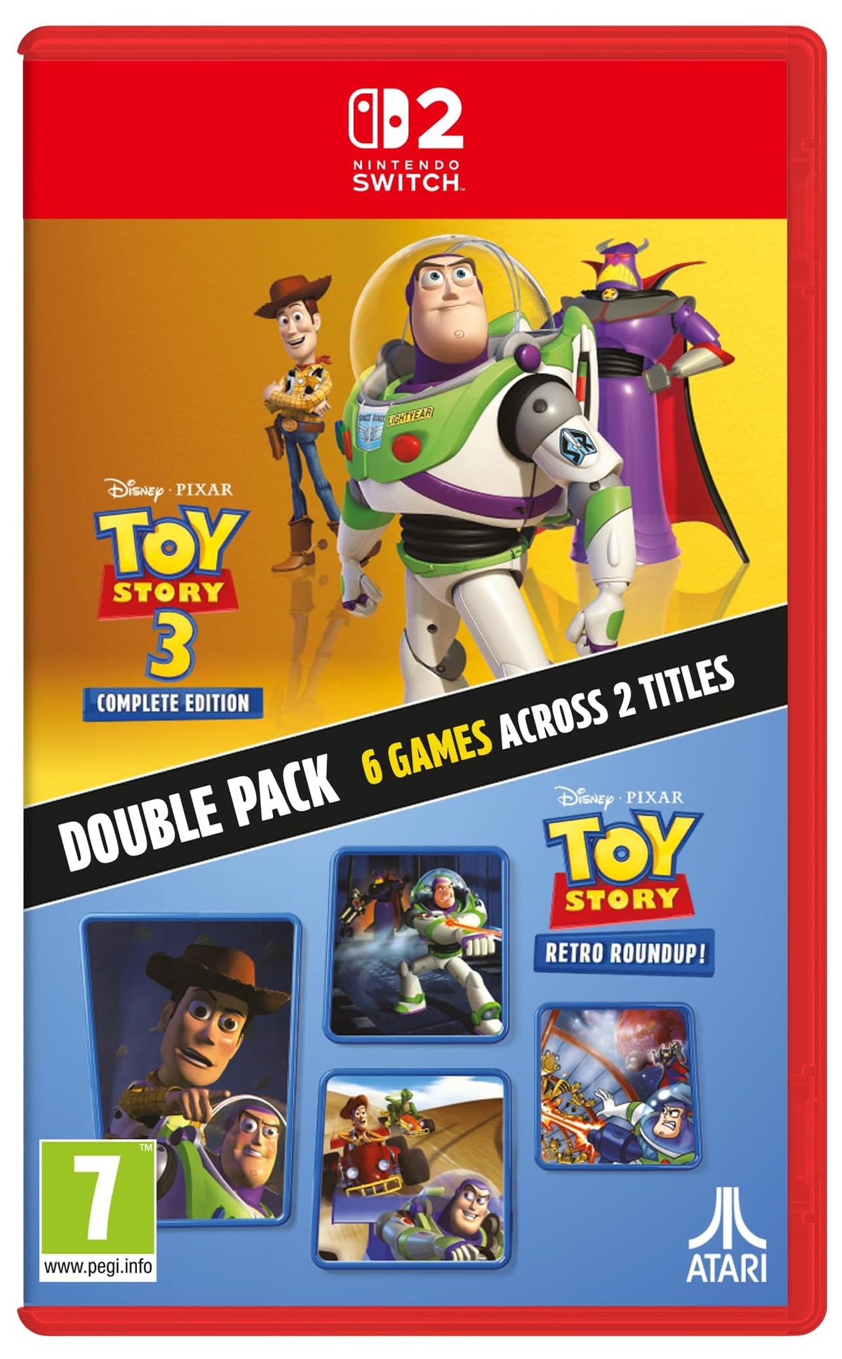 Toy Story: Retro Roundup! + Toy Story 3 Complete Edition Double Pack Nintendo Switch 2 game box — genuine sealed, Optrenex UAE