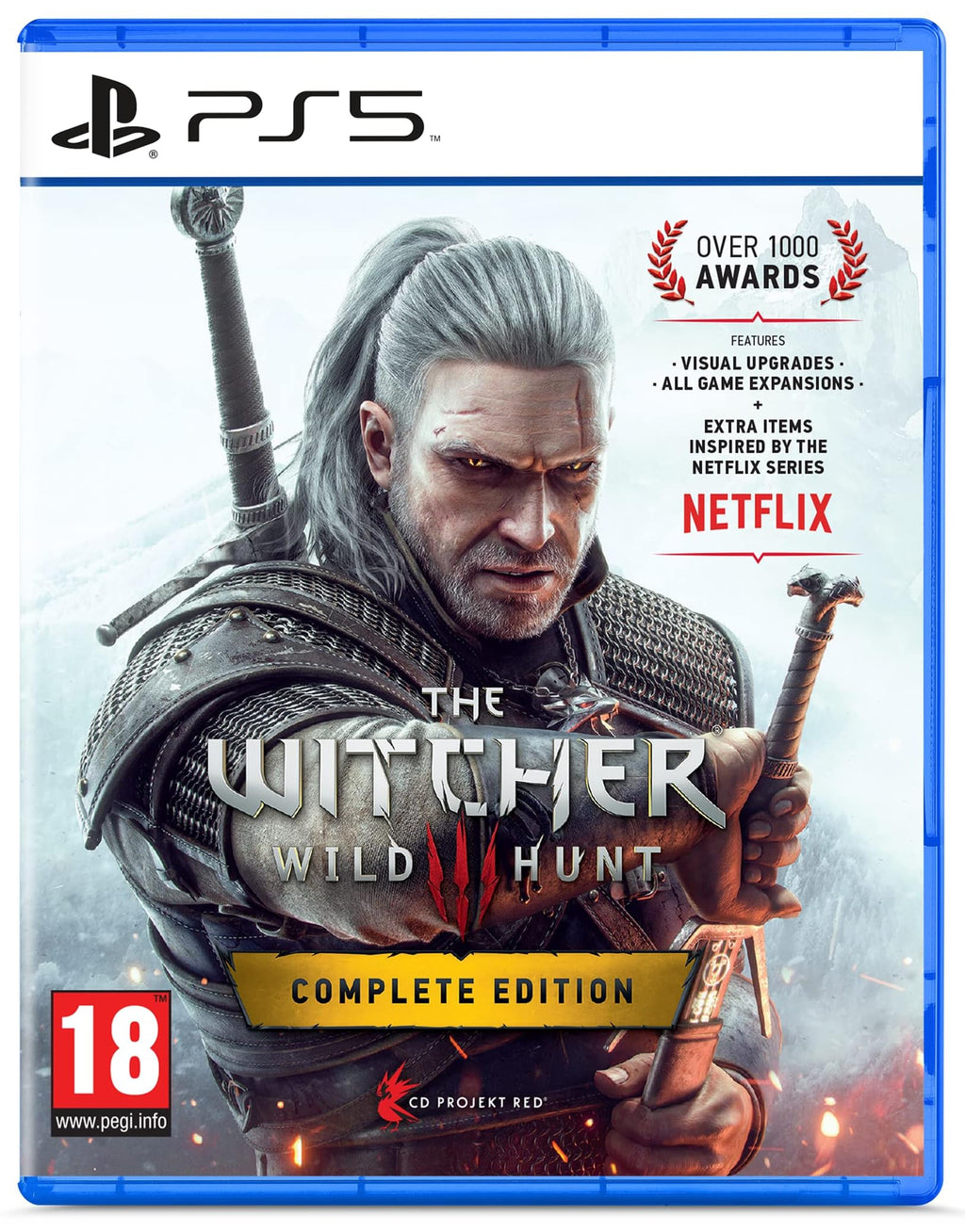 The Witcher 3: Wild Hunt — Complete Edition PS5 game box — genuine sealed disc, Optrenex UAE