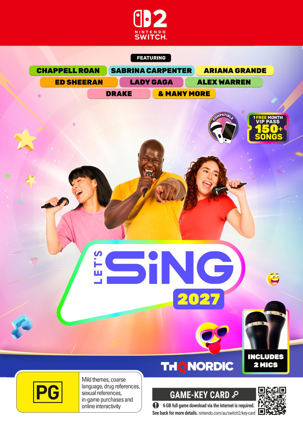 Let's Sing 2027 – 2 Mic Bundle Nintendo Switch 2 game box — genuine sealed, Optrenex UAE
