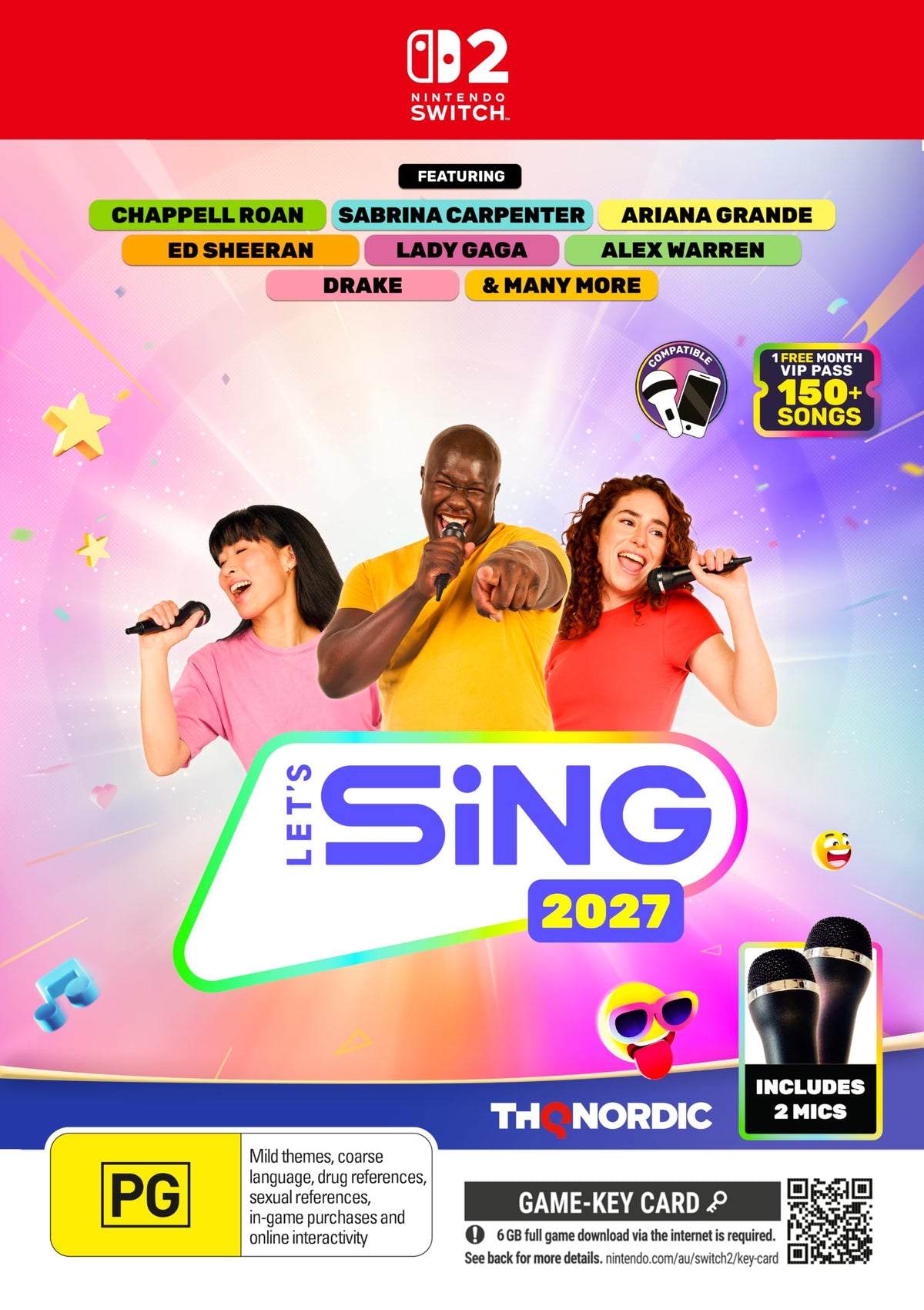 Let's Sing 2027 – 2 Mic Bundle Nintendo Switch 2 game box — genuine sealed, Optrenex UAE